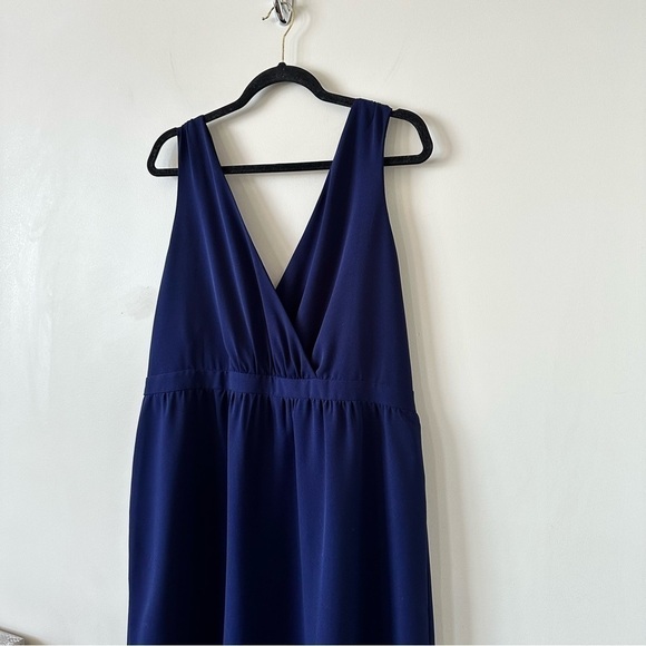 Park & Fifth- Navy Wrap Front Midi Dress (Size:14) - Picture 4 of 10